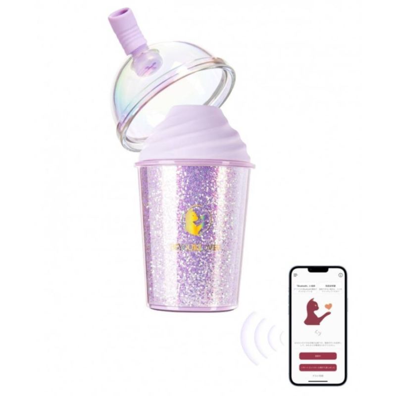 Вакуумний стимулятор у формі стаканчика з трубочкою BeYourLover Joy Cup сяючий бузковий, 9.1 см х 4.6 см вид 8