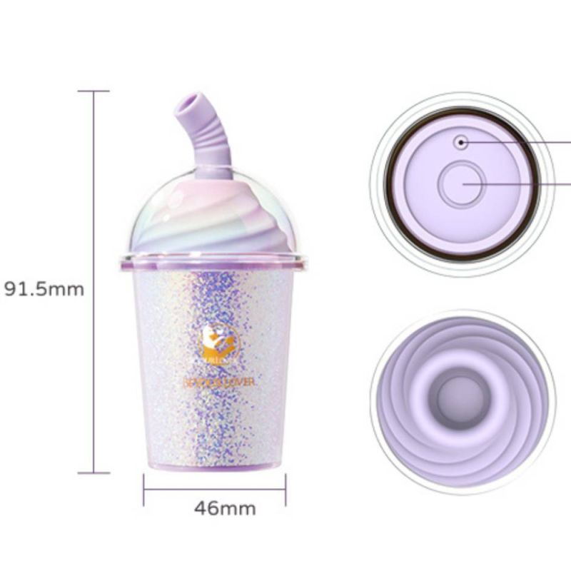 Вакуумний стимулятор у формі стаканчика з трубочкою BeYourLover Joy Cup сяючий бузковий, 9.1 см х 4.6 см вид 9