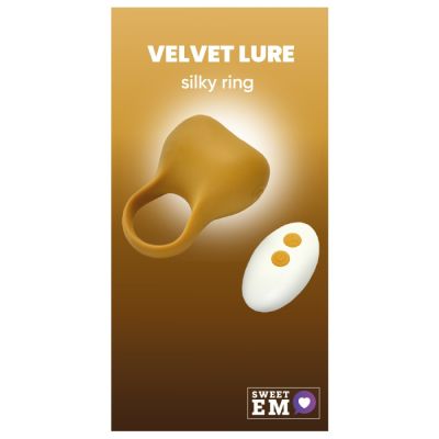Эрекционное виброкольцо Sweet Em Silky Ring с пультом, желтое, 7.6 х 5.7 см