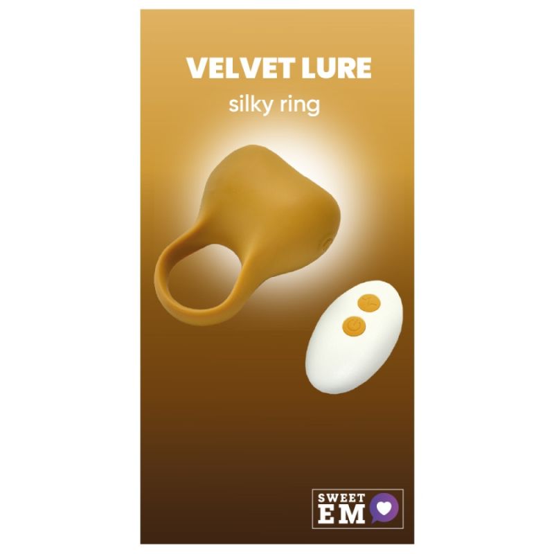 Ерекційне віброкільце Sweet Em Silky Ring з пультом, жовте, 7,6 х 5,7 см вид 2