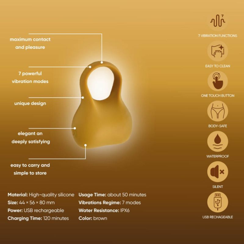 Ерекційне віброкільце Sweet Em Silky Ring з пультом, жовте, 7,6 х 5,7 см вид 4