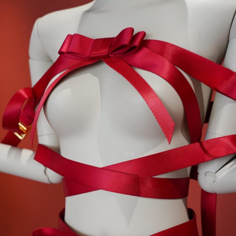 Фіксатор бондаж з бантом для верхньої частини тіла UPKO Bowknot, червоний вид 2