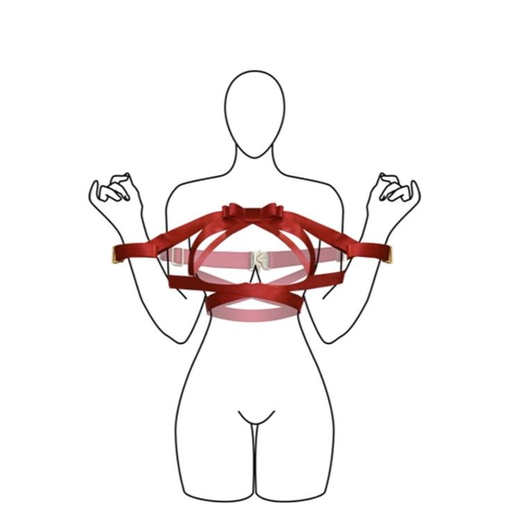 Фиксатор бондаж с бантом для верхней части тела UPKO Bowknot, красный вид 4