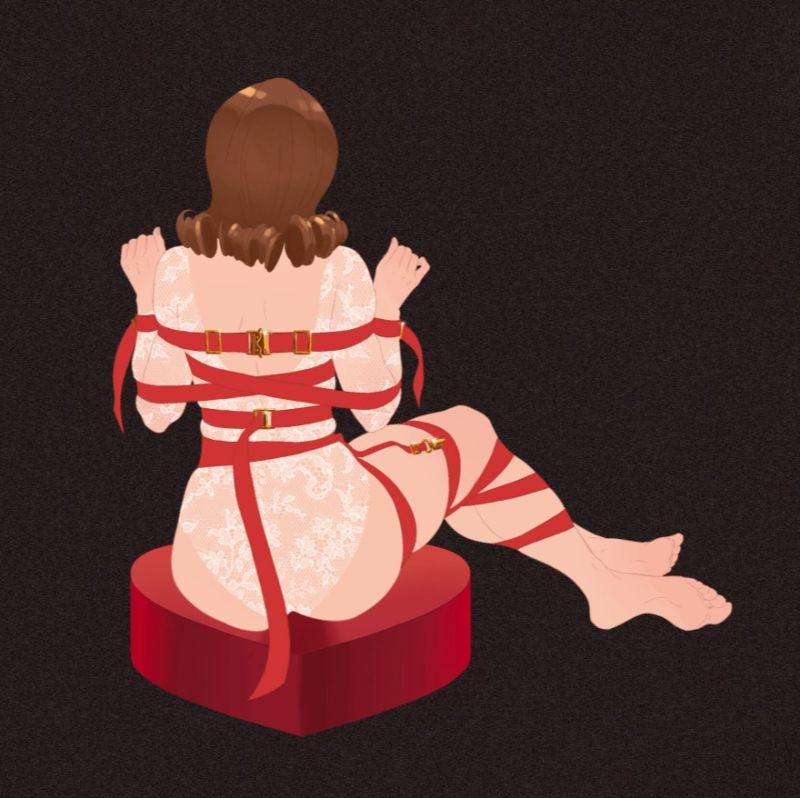 Фиксатор бондаж с бантом для нижней части тела UPKO Bowknot, красный вид 7