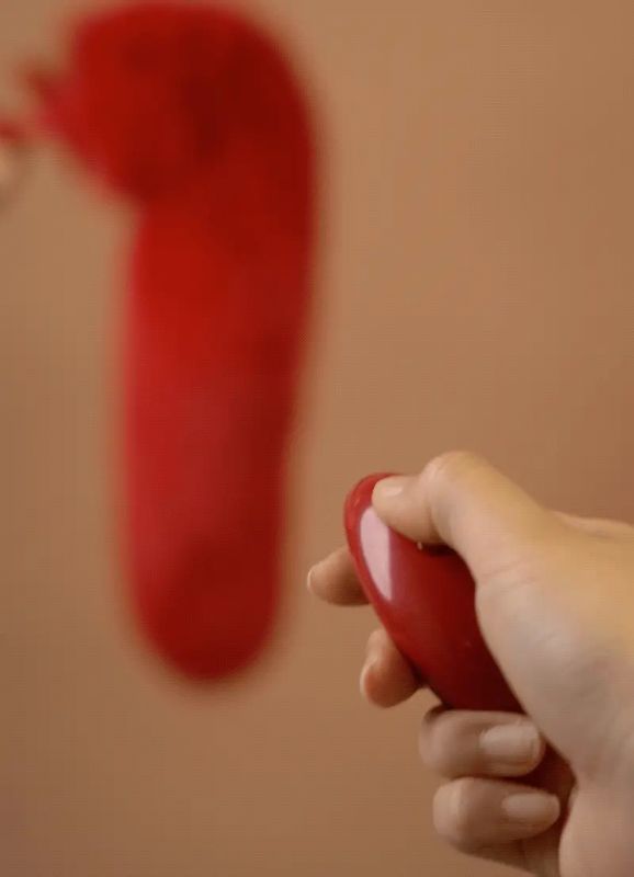 Анальная вибропробка с ротацией и пультом UPKO с красным натуральным лисьим хвостом, красная вид 7