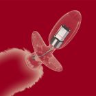 Анальная вибропробка с ротацией и пультом UPKO с красным натуральным лисьим хвостом, красная вид 10