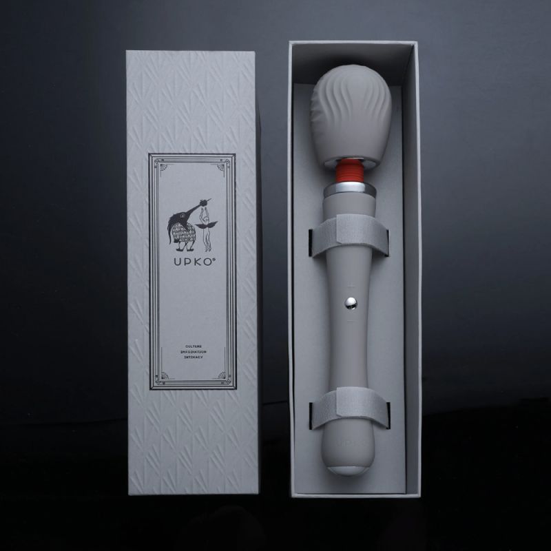 Вибратор-микрофон с дистанционным пультом UPKO Wand, силиконовый, серый вид 3