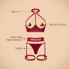 Комплект белья UPKO Lingerie Set с золотыми пэстисами, красный, One Size вид 10