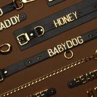 Чокер з написом PUPPY від UPKO з італійської шкіри, чорний із золотою фурнітурою вид 9