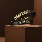 Чокер с надписью PUPPY от UPKO из итальянской кожи, чёрный с золотой фурнитурой вид 10