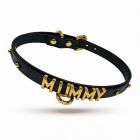 Чокер с надписью MOMMY от UPKO из итальянской кожи, чёрный с золотой фурнитурой вид 4