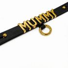 Чокер с надписью MOMMY от UPKO из итальянской кожи, чёрный с золотой фурнитурой вид 5