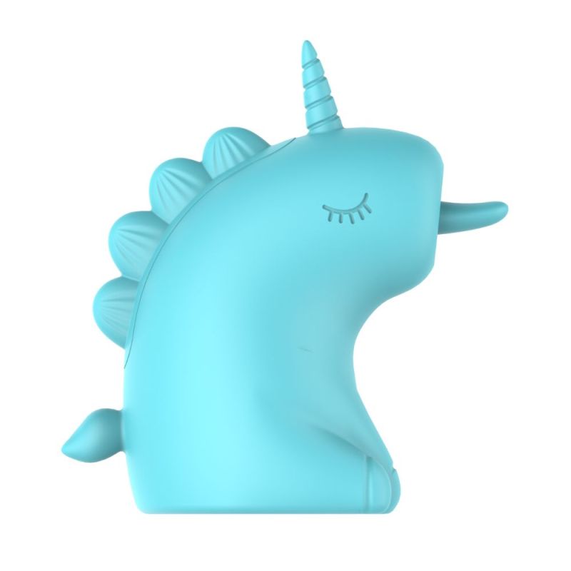 Стимулятор клитора с длинным вращающимся язычком UNIVIBE Единорог, 10 режимов, голубой вид 12