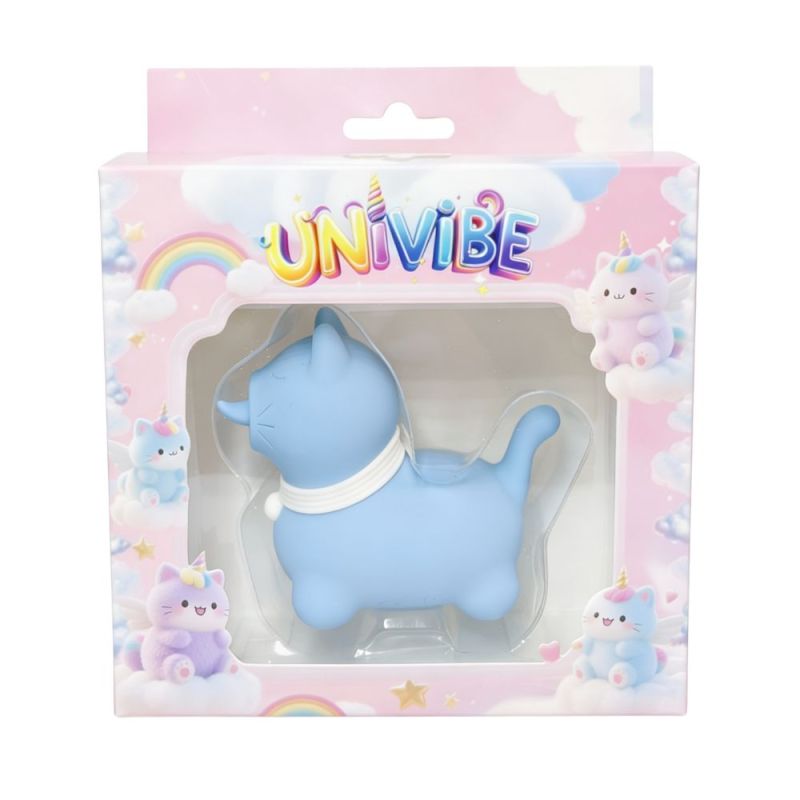 Стимулятор клитора с длинным вращающимся язычком UNIVIBE Котик, 10 режимов, синий вид 3