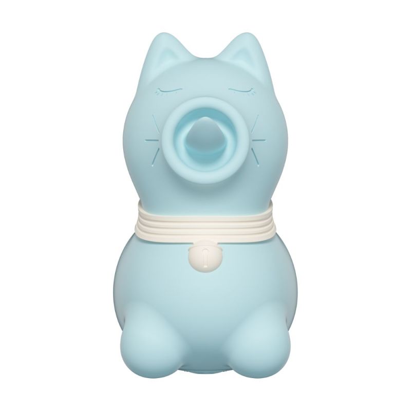 Стимулятор клитора с длинным вращающимся язычком UNIVIBE Котик, 10 режимов, синий вид 4