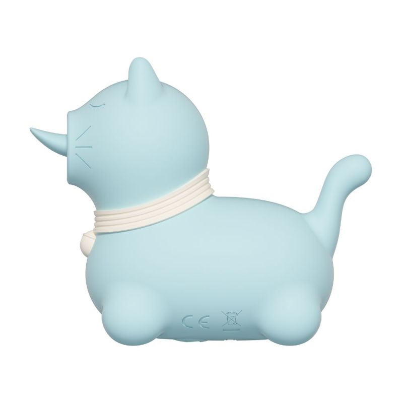 Стимулятор клитора с длинным вращающимся язычком UNIVIBE Котик, 10 режимов, синий вид 5