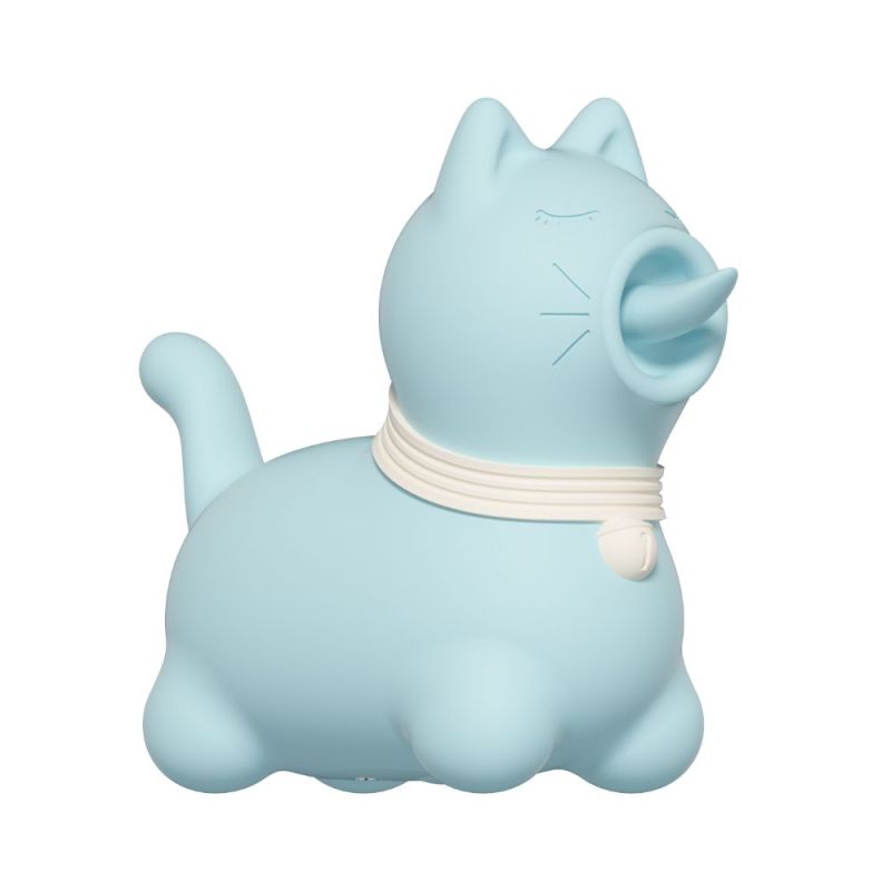 Стимулятор клитора с длинным вращающимся язычком UNIVIBE Котик, 10 режимов, синий вид 7