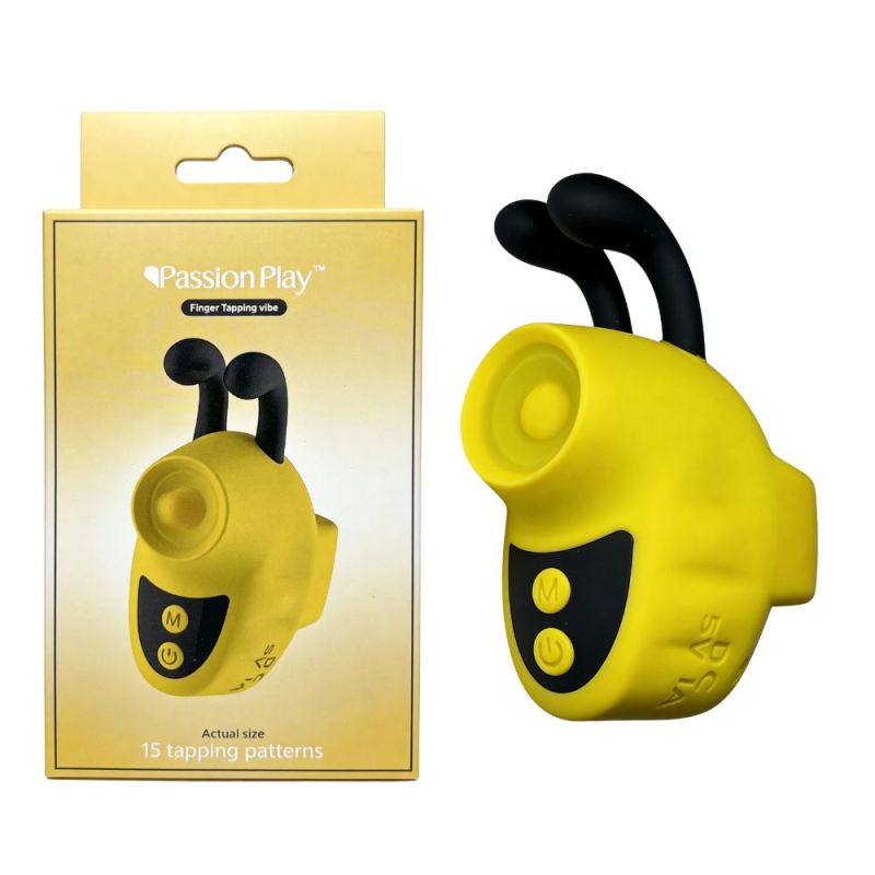Вибратор на палец Passion Play в виде пчёлки, жёлтый, 12 режимов вибрации, 5.6 × 3.6 см вид 2