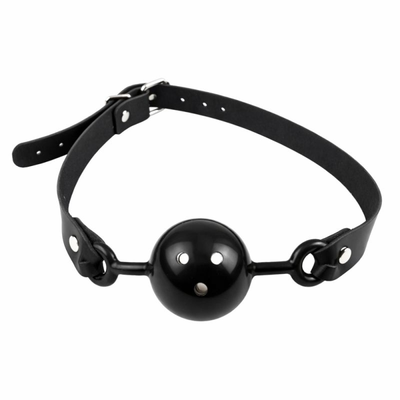 Кляп кулька DS Fetish з ремінцем, чорний вид 2