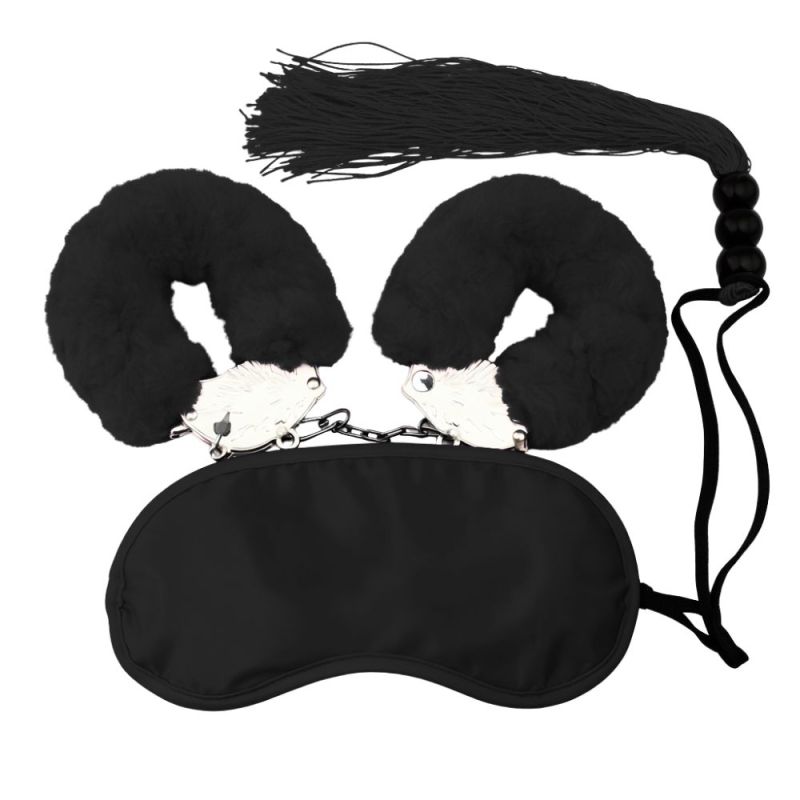 Набір БДСМ DS Fetish маска, наручники, флогер міні, чорний вид 2