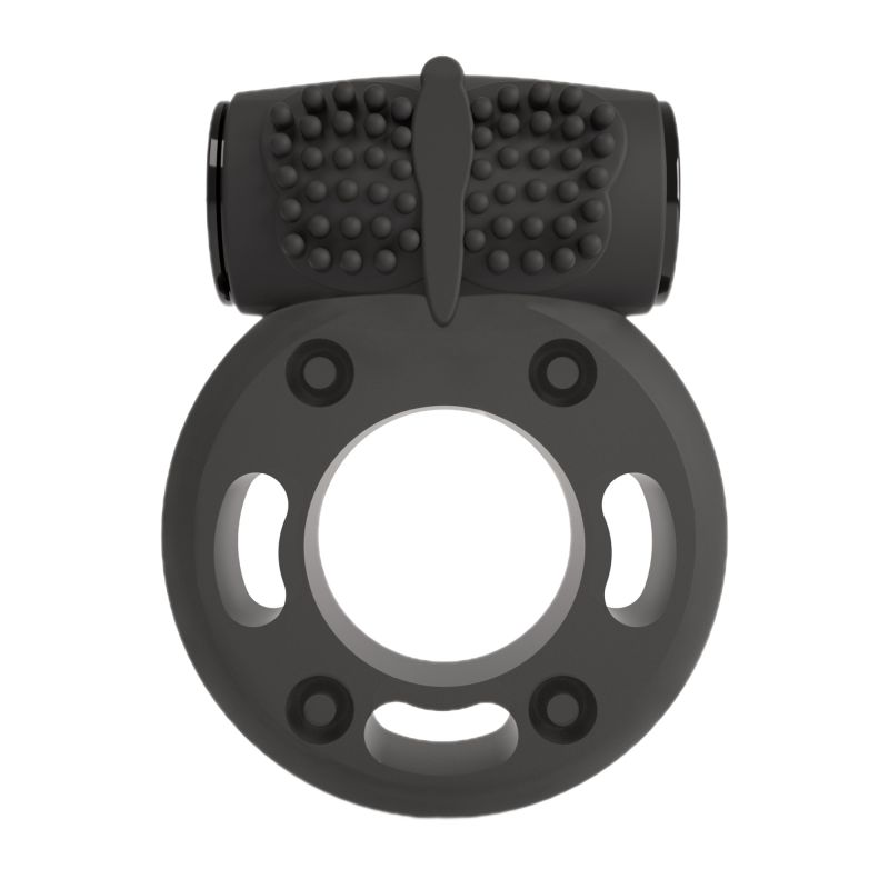 Віброкільце на пеніс Crushious, з рельєфом, силіконове, чорне вид 2