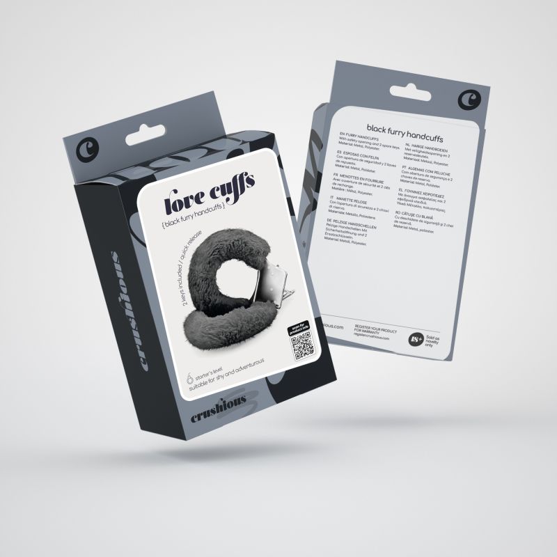 Наручники Love Cuffs Crushious металеві, з чорним хутром вид 6