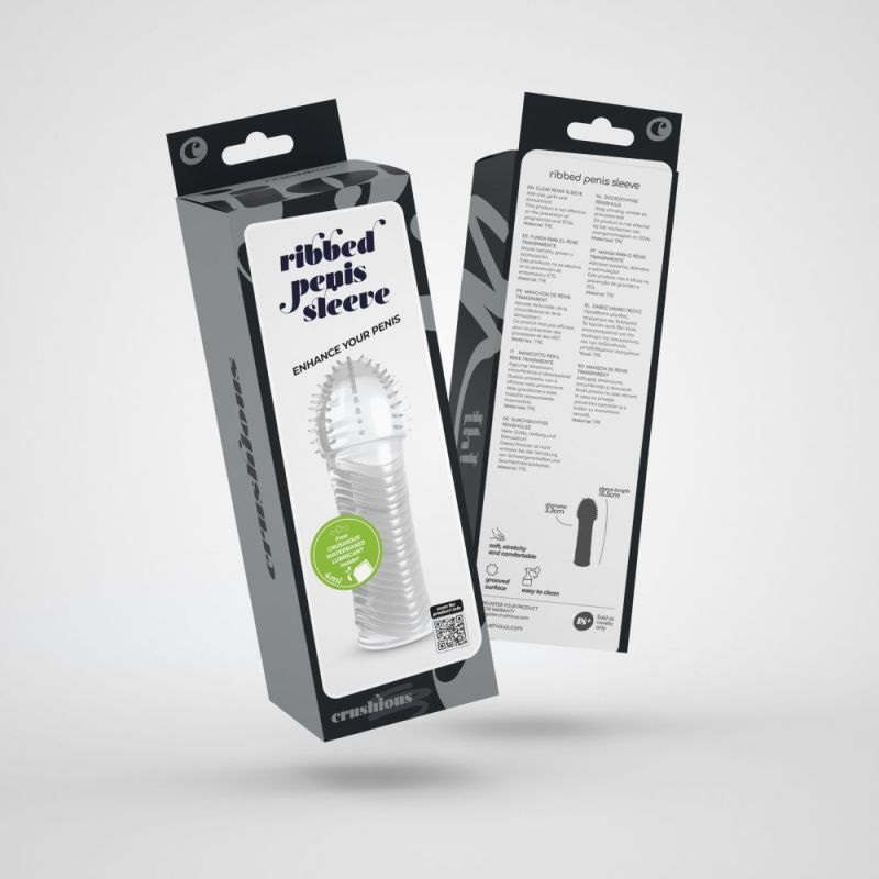 Ребриста насадка на пеніс Crushious, 15,5 x 3,3 см вид 11