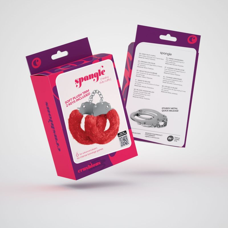 Наручники SPANGLE Crushious металеві, з червоним хутром вид 3