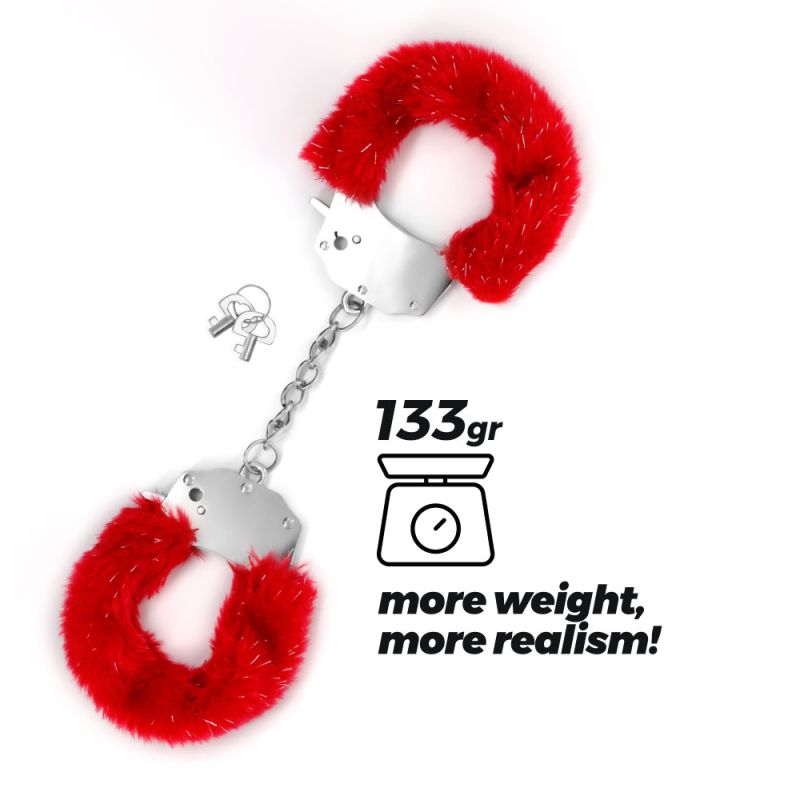 Наручники SPANGLE Crushious металеві, з червоним хутром вид 6