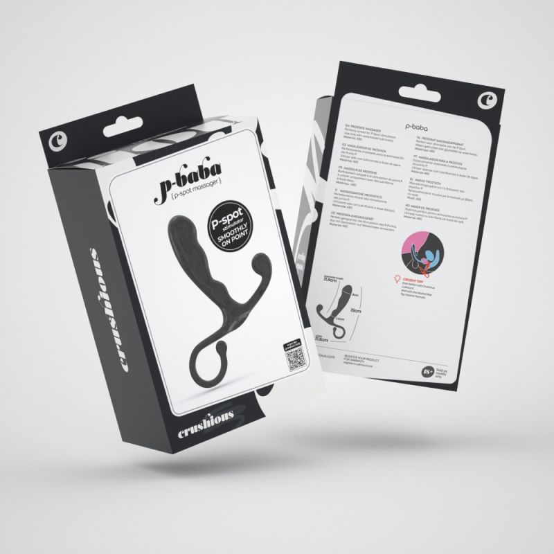 Масажер простати з рельєфом Crushious P-BABA, чорний, 15 х 3 см вид 10