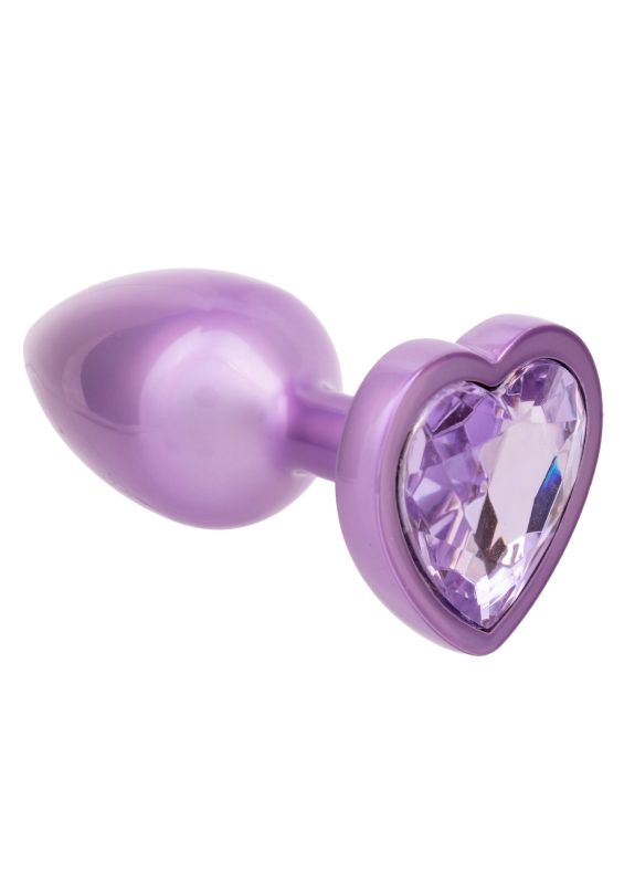 Анальная пробка CalExotics Diamond Heart Plug Small, фіолетова, 5,7 × 3,2 см вид 3