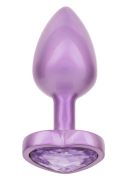 Анальная пробка CalExotics Diamond Heart Plug Small, фіолетова, 5,7 × 3,2 см