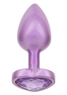 Анальная пробка CalExotics Diamond Heart Plug Small, фиолетовая, 5,7 × 3,2 см
