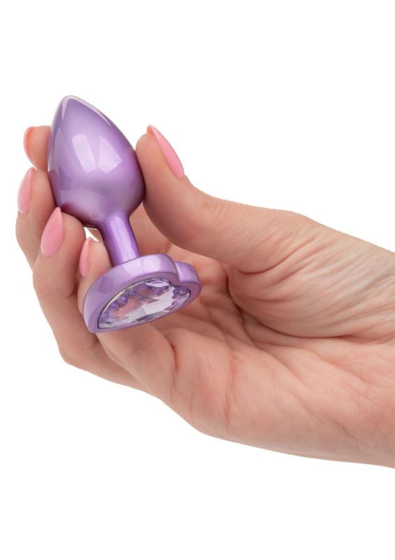 Анальная пробка CalExotics Diamond Heart Plug Small, фіолетова, 5,7 × 3,2 см вид 6