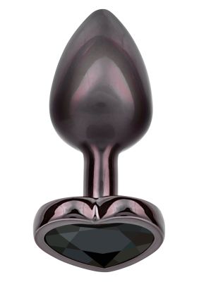 Анальна пробка CalExotics Diamond Heart Plug Small, чорна, 5,7 × 3,2 см