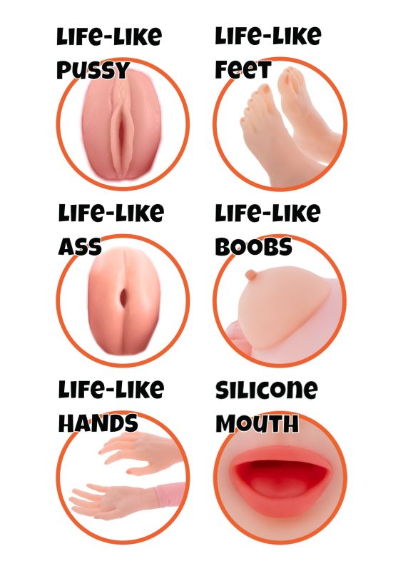 Секс-лялька Hidden Desire Foxy Roxy Fuck Dolls з вагіною, ротом і анусом, бежева, 145 см вид 4