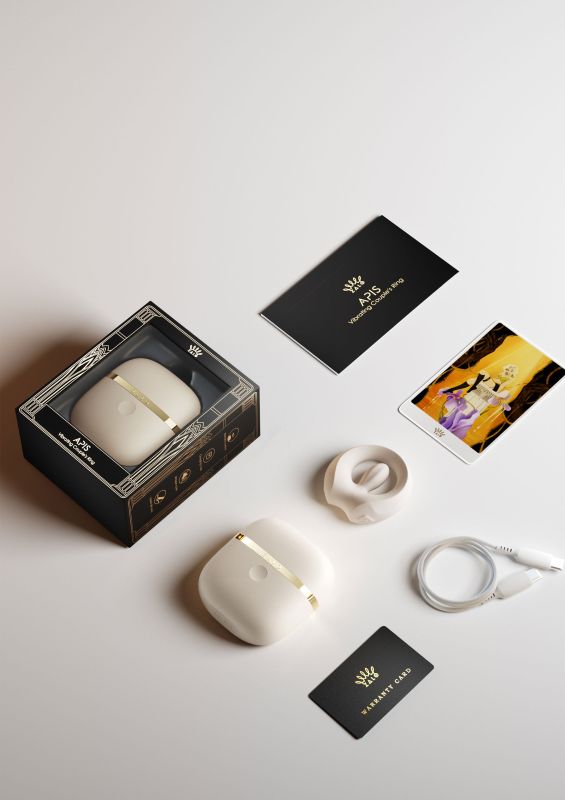 Ерекційне віброкільце Zalo Apis у футлярі, з додатком, біле, 6,3 × 3,2 см вид 9