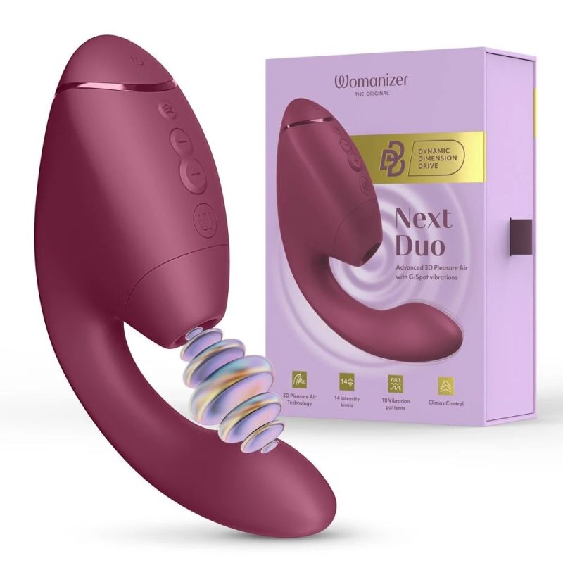 Вібратор-стимулятор вакуумний Womanizer Next Duo Dusky Pink для точки G, рожевий вид 2