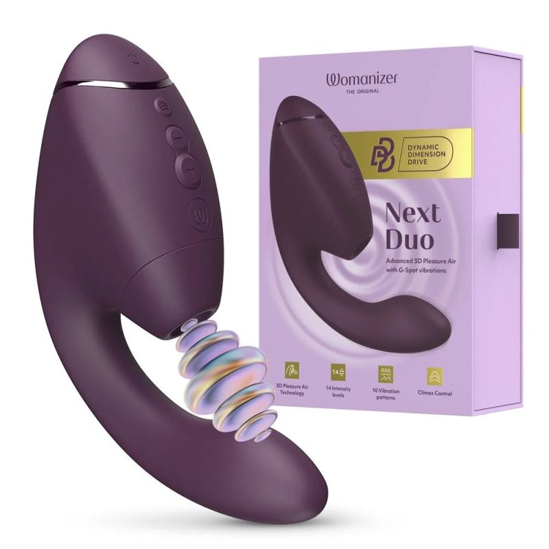 Вибратор-стимулятор вакуумный Womanizer Next Duo Dark Purple для точки G, фиолетовый вид 2