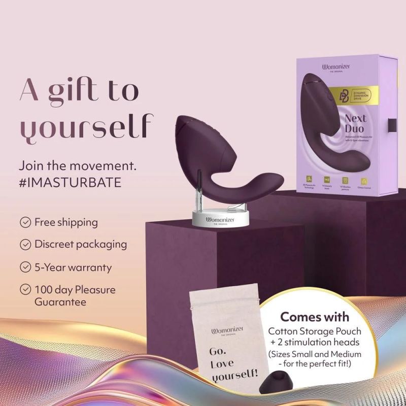 Вибратор-стимулятор вакуумный Womanizer Next Duo Dark Purple для точки G, фиолетовый вид 16