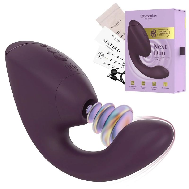 Вибратор-стимулятор вакуумный Womanizer Next Duo Dark Purple для точки G, фиолетовый вид 18