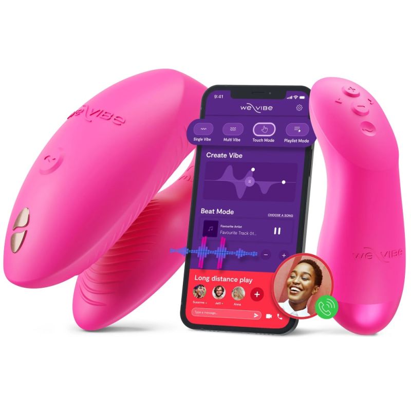Вибратор для пар We-Vibe Chorus Pro Electric Pink с пультом и приложением, розовый вид 3