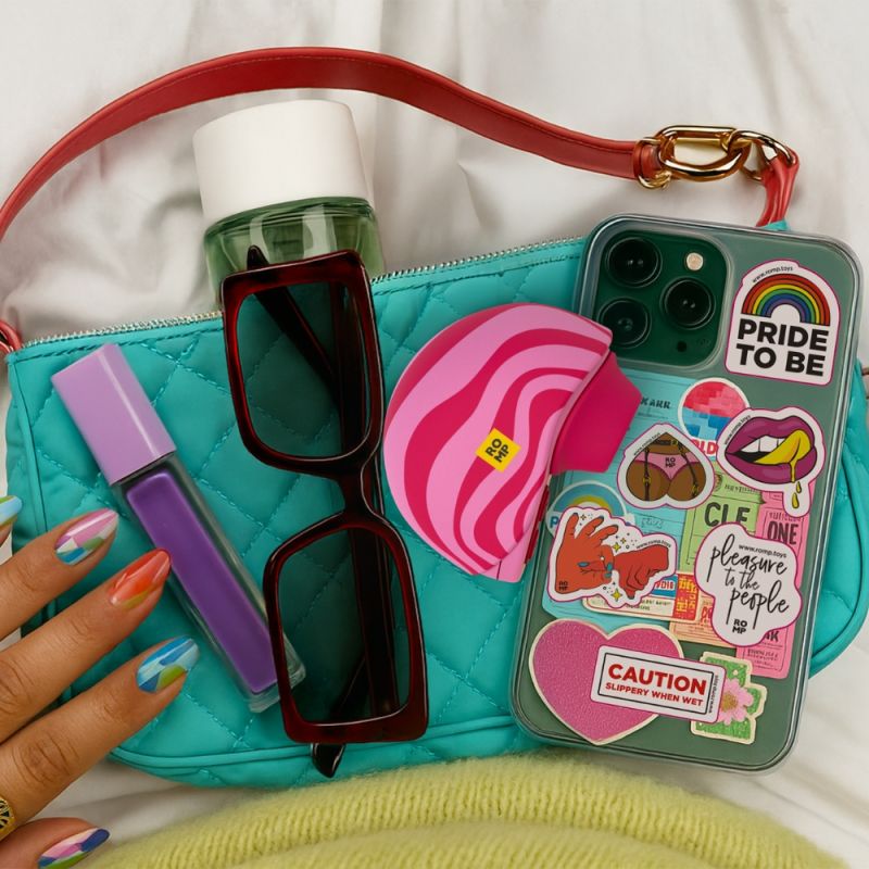 Вакуумный стимулятор клитора ROMP Spin в тревел-формате, розовый вид 20