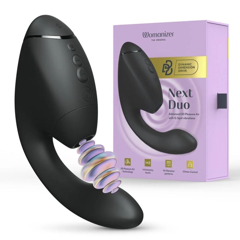 Вібратор-стимулятор вакуумний Womanizer Next Duo Black для точки G, чорний вид 2