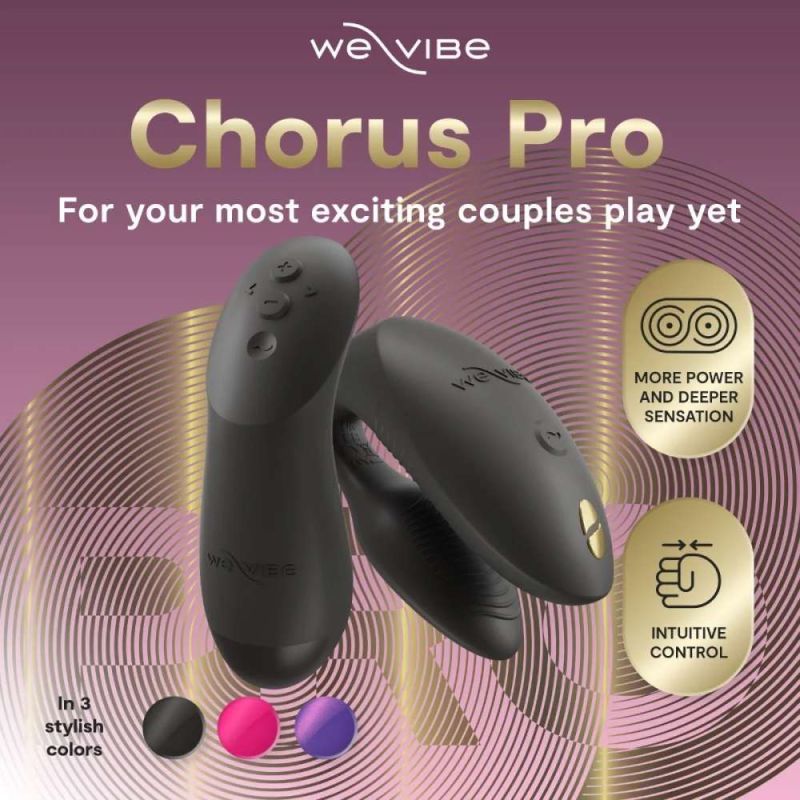 Вібратор для пар We-Vibe Chorus Pro Satin Black з пультом і додатком, чорний вид 9