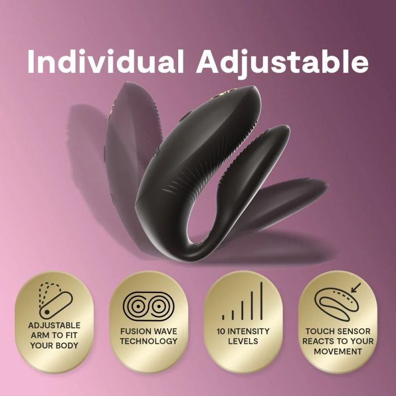 Вібратор для пар We-Vibe Chorus Pro Satin Black з пультом і додатком, чорний вид 12