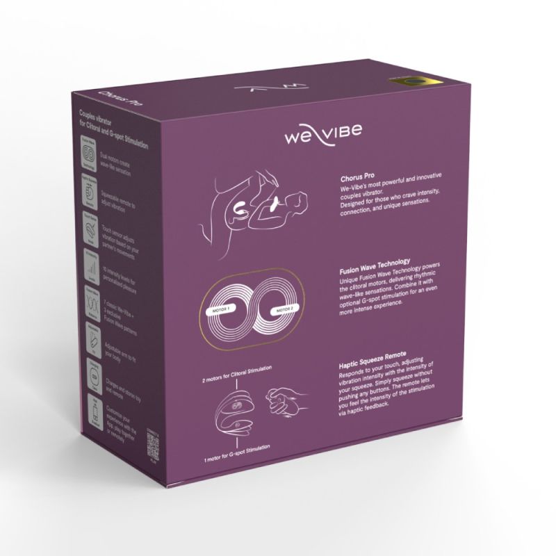 Вибратор для пар We-Vibe Chorus Pro Satin Blackс пультом и приложением, черный вид 42