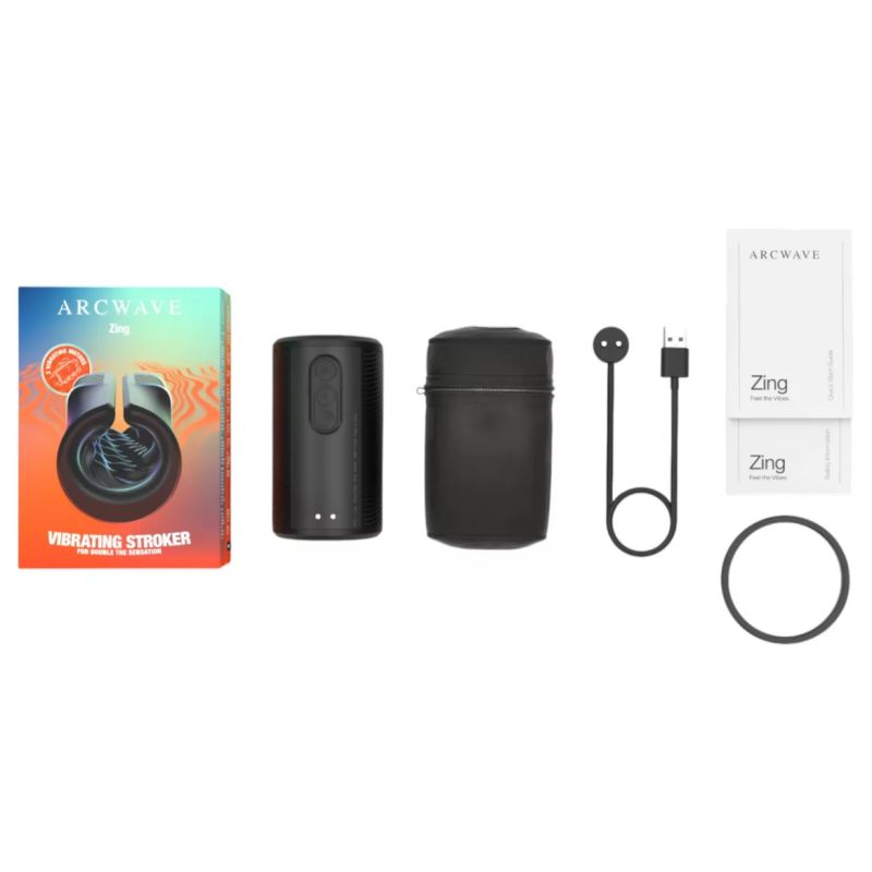 Вібруючий мастурбатор Arcwave Zing Black, відкритий, чорний вид 3