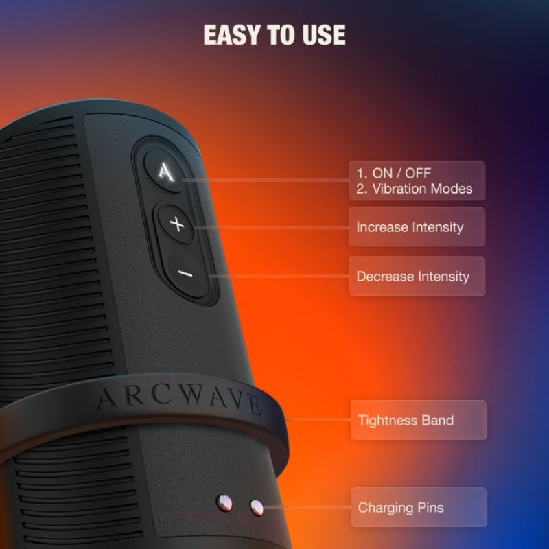 Вібруючий мастурбатор Arcwave Zing Black, відкритий, чорний вид 16