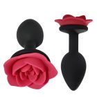 Анальна пробка ALUME, S, силіконова чорна з червоною трояндою, 8 х 2,8 см вид 2